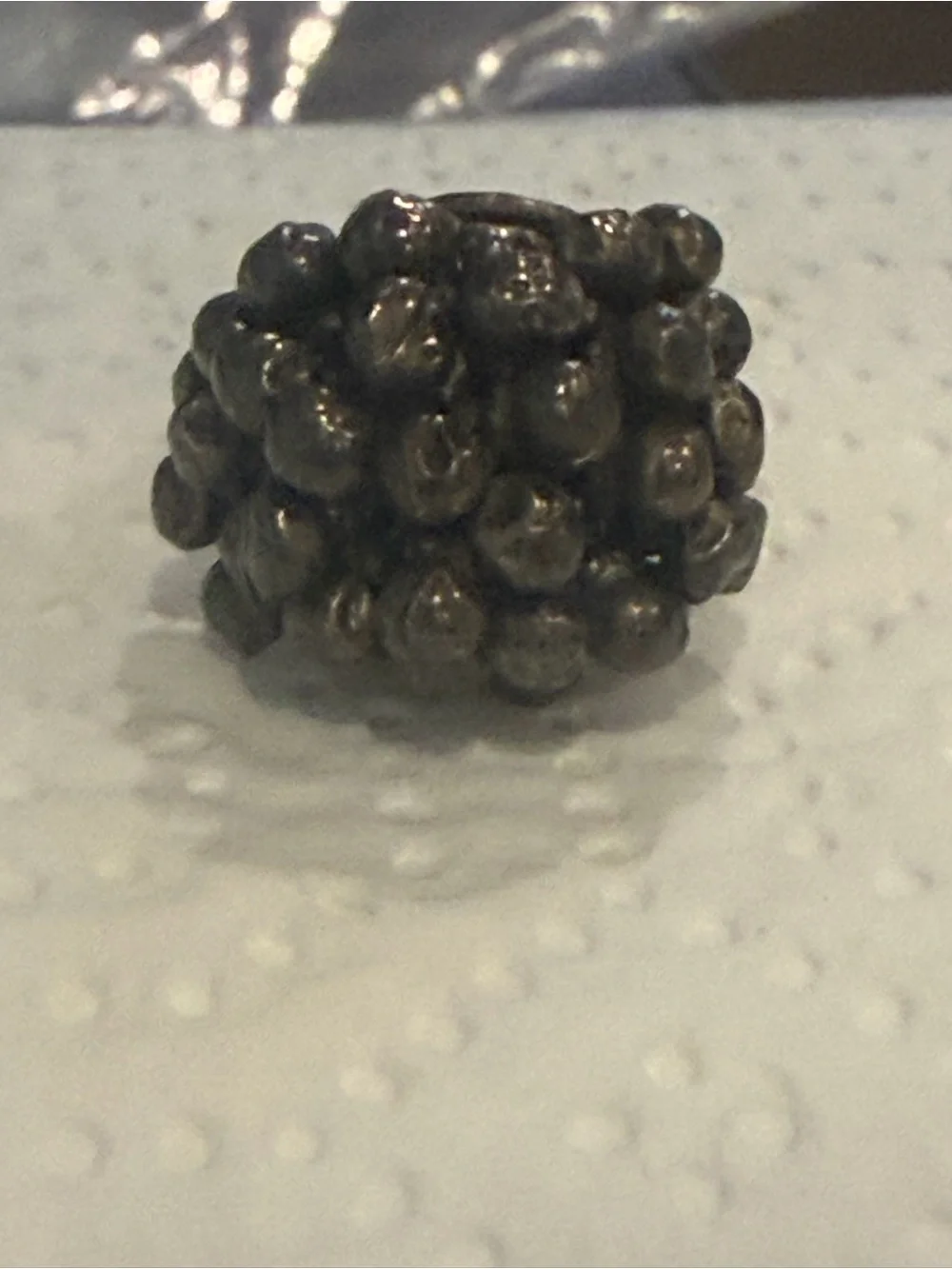Vintage Sterling Silver 925 Beaded Dangle  Statement Size 5 Ring #420